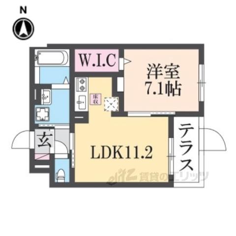 シャルマン唐橋南Ⅱ(1LDK/1階)の間取り写真