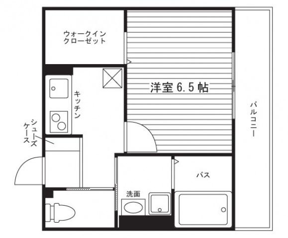 サウスコート(1K/2階)の間取り写真