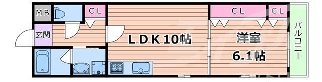 RIHITO鶴見(1LDK/3階)の間取り写真
