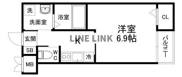エルベコート東寺(1K/3階)の間取り写真