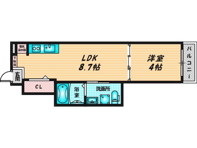 LUMIERE長瀬(1LDK/2階)の間取り写真