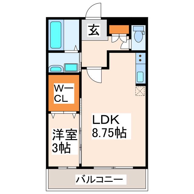 メゾンミューA B(1LDK/1階)の間取り写真