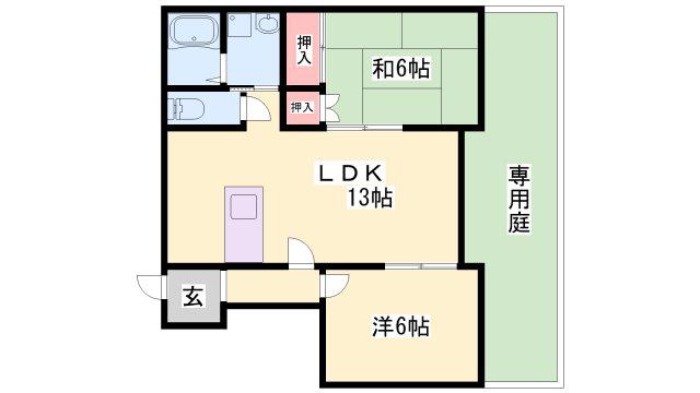 シェ・モア市川(3DK/1階)の間取り写真