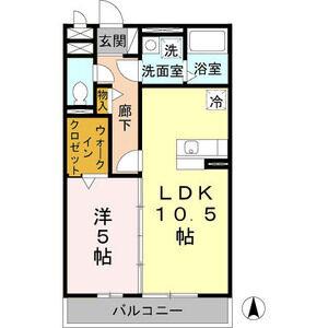 メゾングリスィーヌ(1LDK/2階)の間取り写真