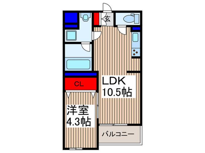 メアヌイ北戸田(1LDK/2階)の間取り写真