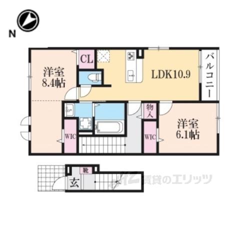 セレスティアⅡ(2LDK/2階)の間取り写真