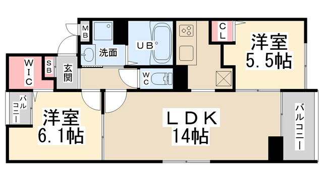 ミツボシヤマモトビレッジ(2LDK/1階)の間取り写真