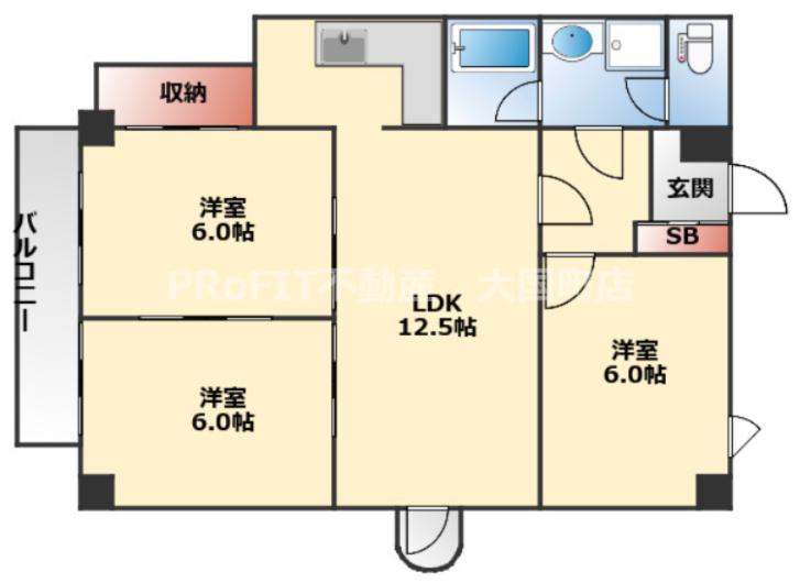 リッチライフダイコク(3LDK/7階)の間取り写真