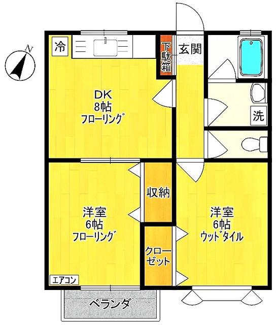 メゾンパール(2DK/1階)の間取り写真