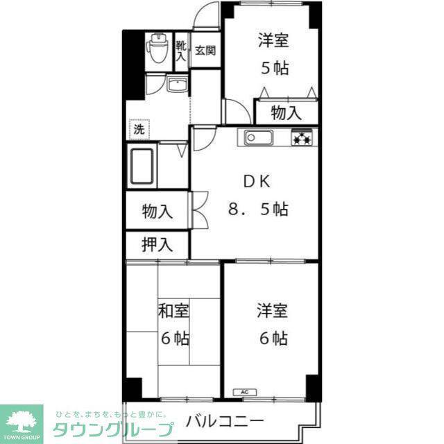 千歳サンライズ(3DK/3階)の間取り写真
