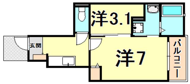 グランフローラ(1SK/1階)の間取り写真