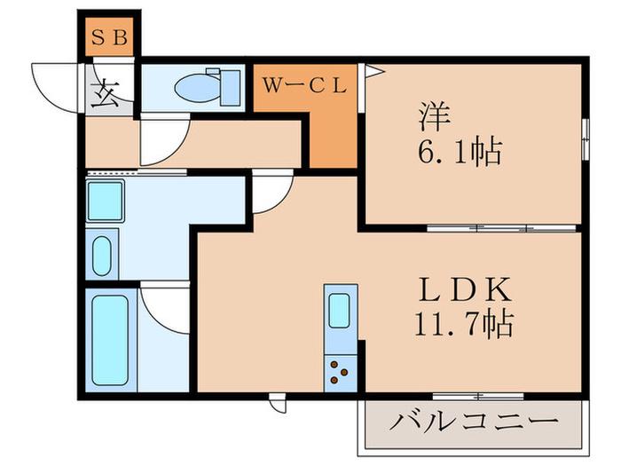 HERMANOS DEL ESPACIO(1LDK/1階)の間取り写真