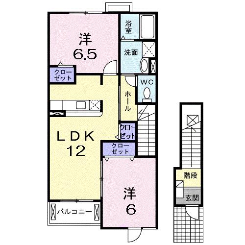 ラネージュI番館(2LDK/2階)の間取り写真