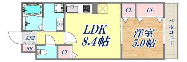 ヒカルサ尼崎神崎町(1LDK/1階)の間取り写真