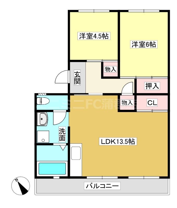 コーポ清水(2LDK/2階)の間取り写真