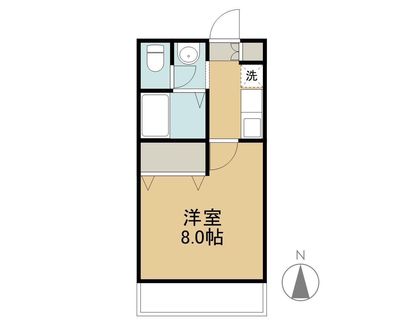 フィオーレ上東II(1K/2階)の間取り写真