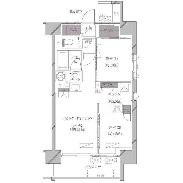A-STANDARD芝浦 部屋番号0804(2LDK/8階)の間取り写真