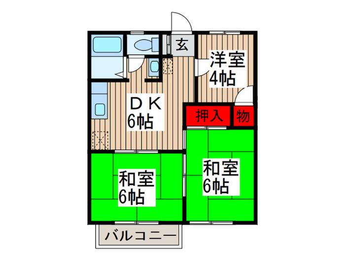 カームハイツ(3DK/2階)の間取り写真