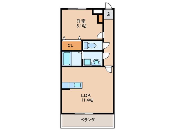 K´S国分(1LDK/2階)の間取り写真