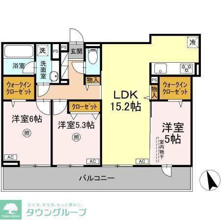 トリシア寺塚(3LDK/2階)の間取り写真