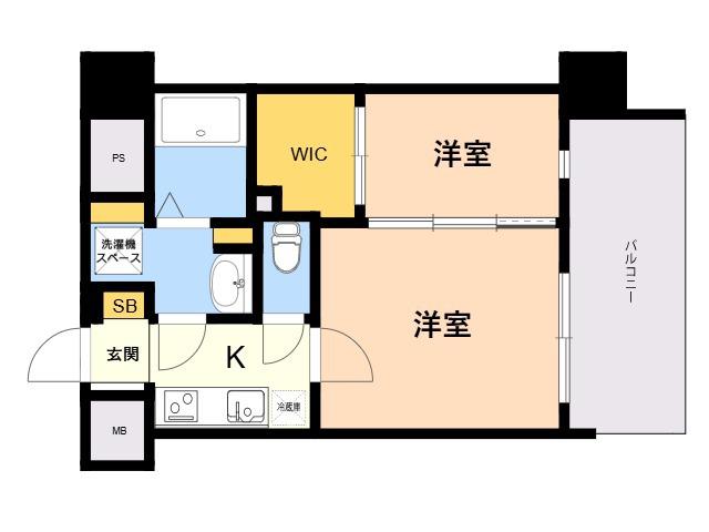 ネストピア東比恵駅前4(2K/7階)の間取り写真
