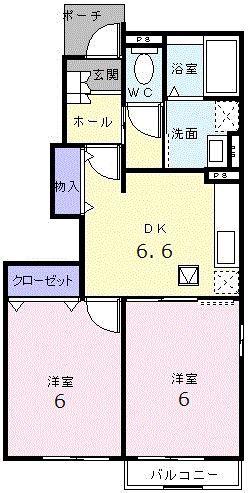 フレグランスF(2DK/1階)の間取り写真