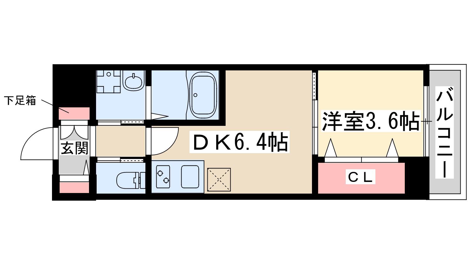 ケイズスクエア江坂(1DK/2階)の間取り写真