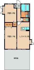 ラカーシュ飯倉(2LDK/1階)の間取り写真