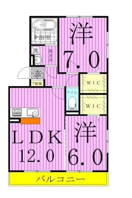 エクセル梨香(2LDK/3階)の間取り写真