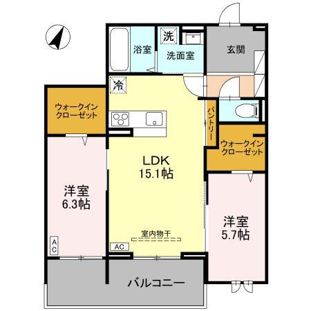 センカIII(2LDK/2階)の間取り写真