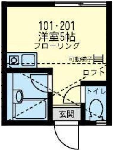 ユナイト川崎ローザンヌの調べ(ワンルーム/1階)の間取り写真