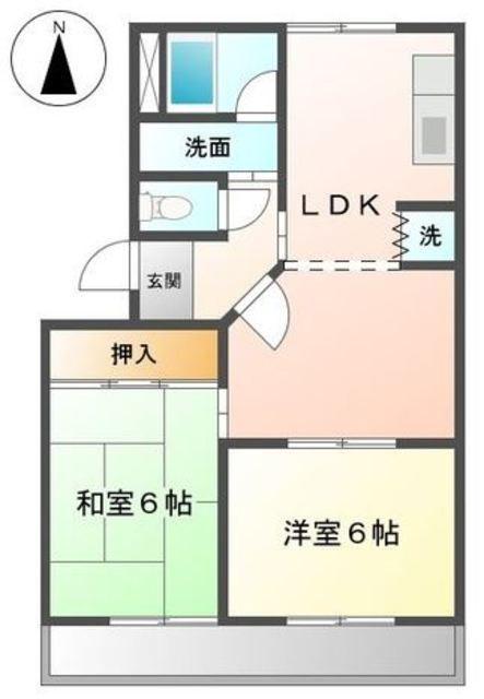 ベルノーブル(2LDK/4階)の間取り写真
