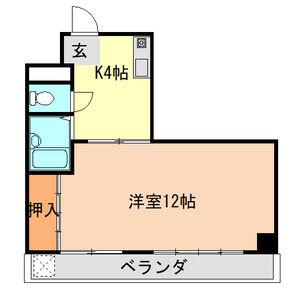 島川ハイツ(1K/1階)の間取り写真