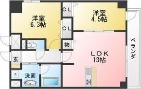 ADEL DORF本郷(2LDK/4階)の間取り写真