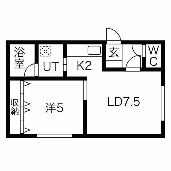 シャトーN21(1LDK/2階)の間取り写真