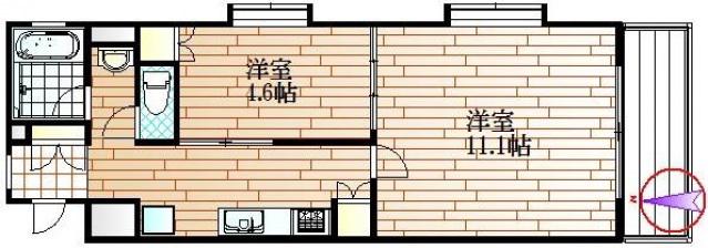 ロイヤルハイツ人見II(2K/4階)の間取り写真