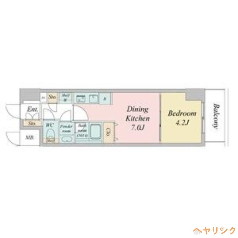 ルネフラッツ今池駅前サウス(1DK/11階)の間取り写真