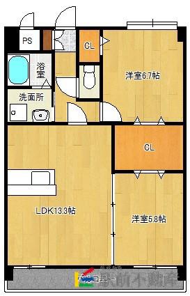 GRAND CHORD(2LDK/1階)の間取り写真