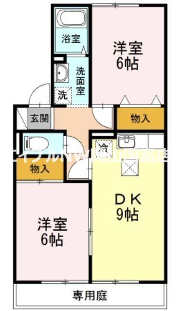 FREEDOM A棟(2DK/1階)の間取り写真