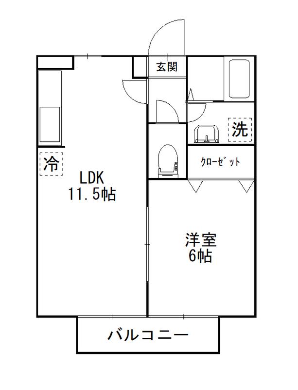 アルエット菊陽(1LDK/1階)の間取り写真