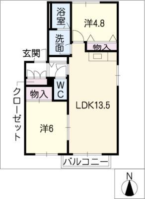 ディアス伏屋(2LDK/2階)の間取り写真