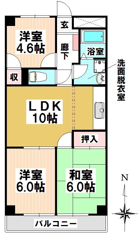 シャンボール近藤I(3LDK/2階)の間取り写真