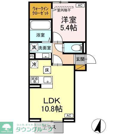 アリエッタ(1LDK/1階)の間取り写真