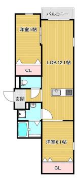クロノ桜並木(2LDK/1階)の間取り写真