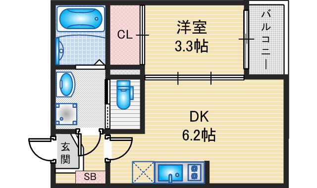 ハーモニーテラス中島町(1DK/3階)の間取り写真