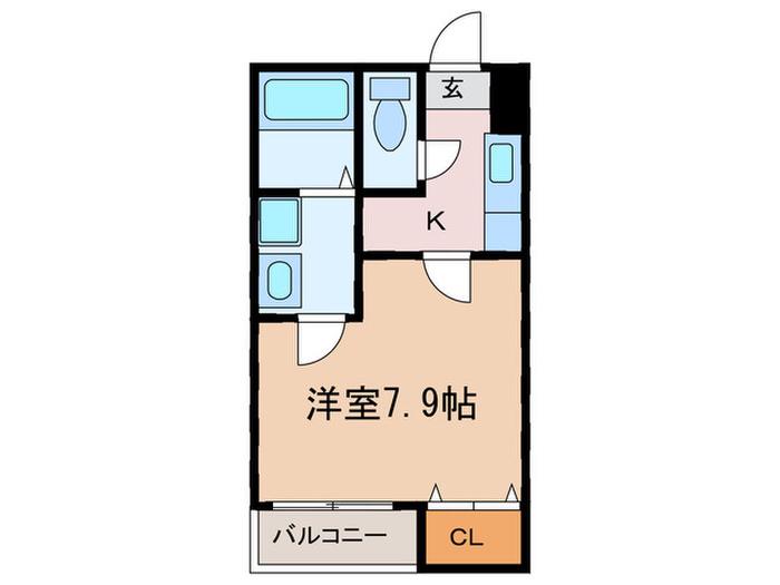 クレフラスト広川B棟(1K/1階)の間取り写真