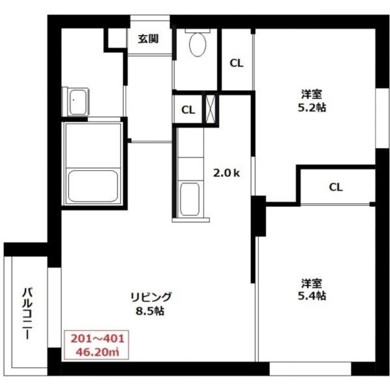 PROMOTION イースト(2LDK/1階)の間取り写真