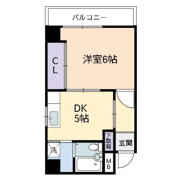 シャトー三和III号館(1DK/3階)の間取り写真