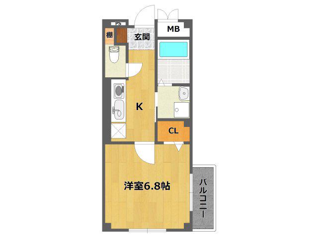 ロータスコート2(1K/3階)の間取り写真
