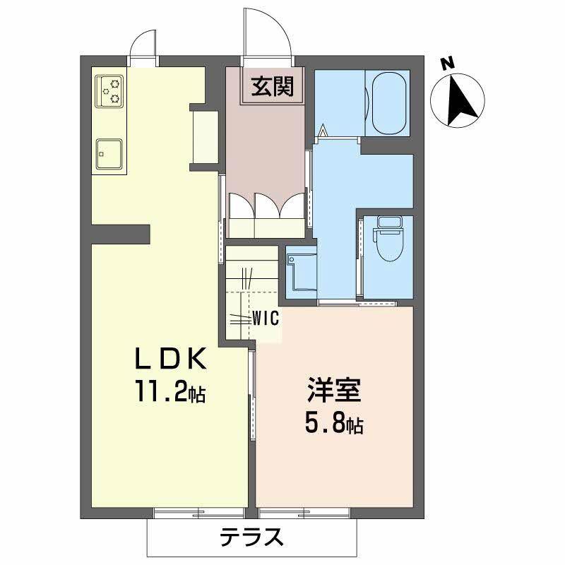 ディアスノザワ(1LDK/1階)の間取り写真